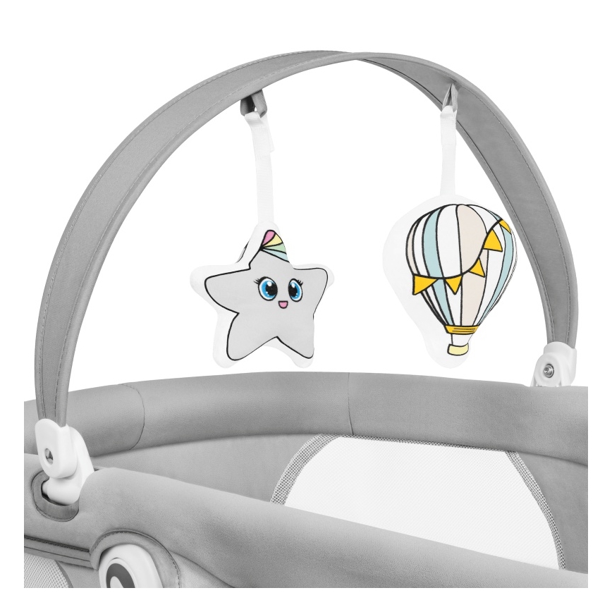 Lionelo - Sdraietta per neonati con melodia 2 in 1 BELLA 4xAA Grigio Cemento + telecomando