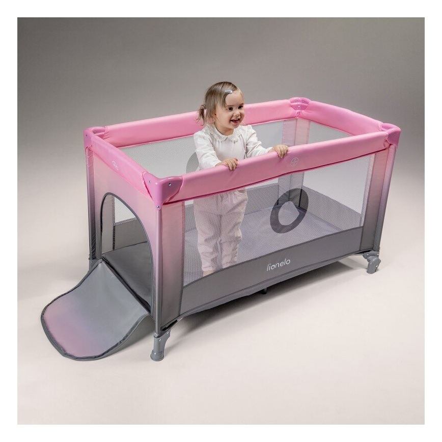 Lionelo - Berceau de voyage STEFI rose/gris