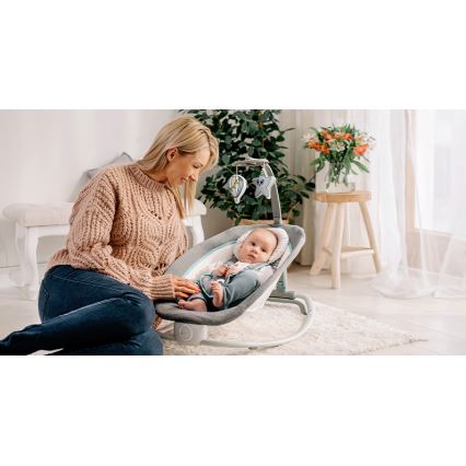 Lionelo - Berceuse vibrante pour bébé avec une mélodie PASCAL 2xAA gris/turquoise