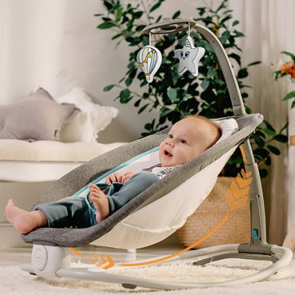 Lionelo - Berceuse vibrante pour bébé avec une mélodie PASCAL 2xAA gris/turquoise