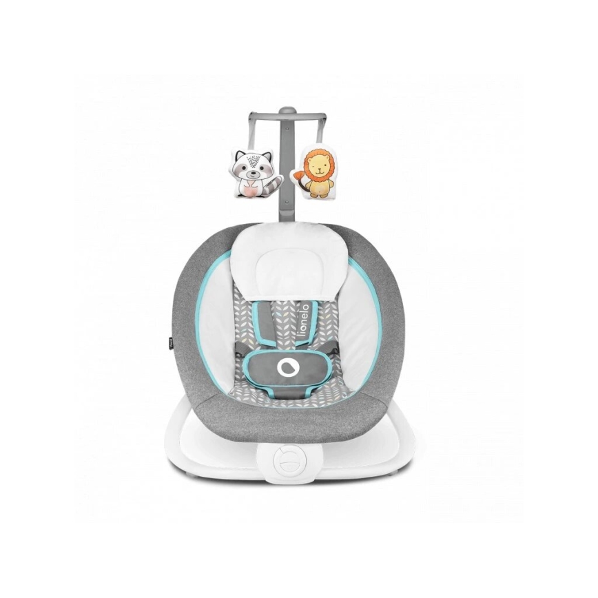 Lionelo - Berceuse vibrante pour bébé avec une mélodie PASCAL 2xAA gris/turquoise