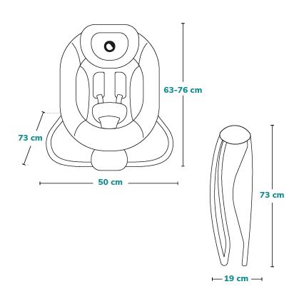 Lionelo - Berceuse vibrante pour bébé avec une mélodie PASCAL 2xAA gris/turquoise