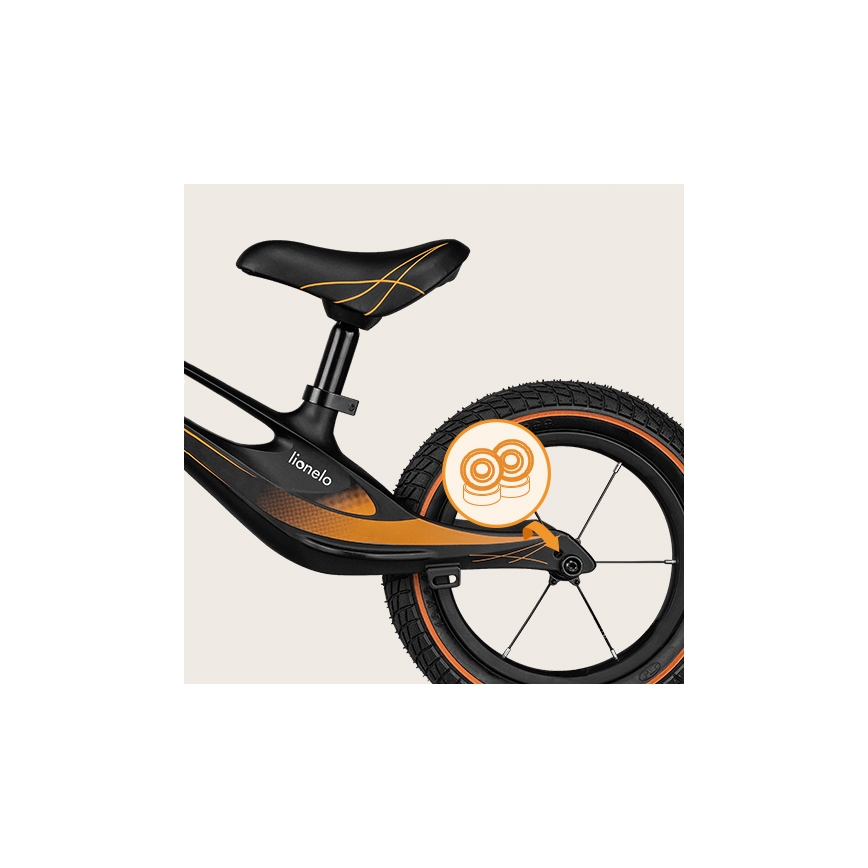 Lionelo - Bici a spinta BART AIR nero/arancione