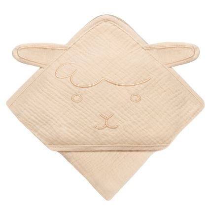 Lionelo - Cape de bain à capuche en mousseline pour enfant, beige sable