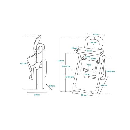 Lionelo - Chaise de repas pour enfant LINN PLUS blanche/beige