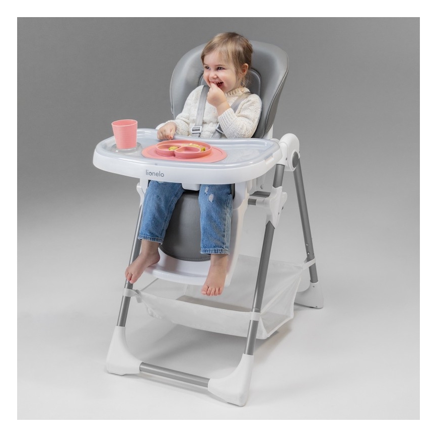 Lionelo - Chaise de repas pour enfant LINN PLUS blanche/grise