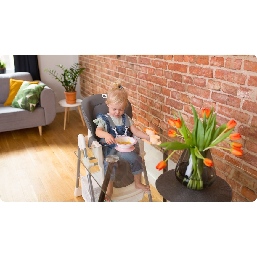 Lionelo - Chaise de repas pour enfant LINN PLUS blanche/grise