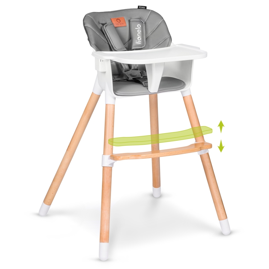 Lionelo - Chaise haute 2 en 1 pour enfant KOEN Grey Stone