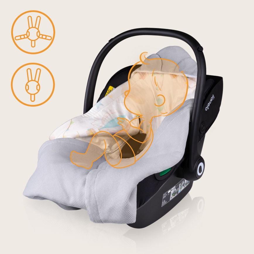 Lionelo - Couverture enveloppante pour siège-auto TRAVEL SWADDLE 90x90 cm Gris Ballon