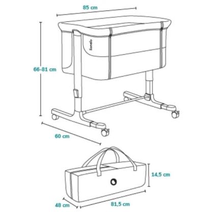 Lionelo - Culla per bambini 3in1 AURORA grigio