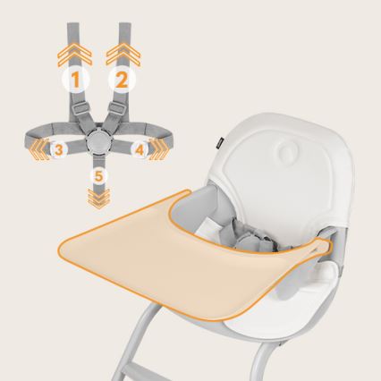 Lionelo - DALIA 2-in-1 Kinderhochstuhl, weiß/grau