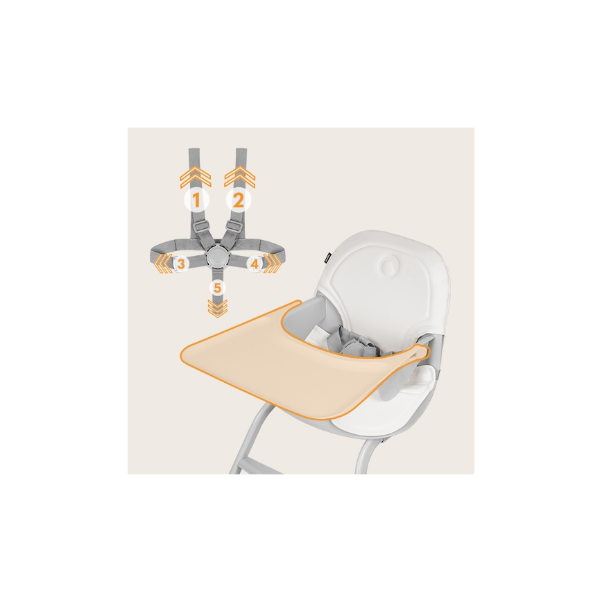 Lionelo - DALIA 2-in-1 Kinderhochstuhl, weiß/grau