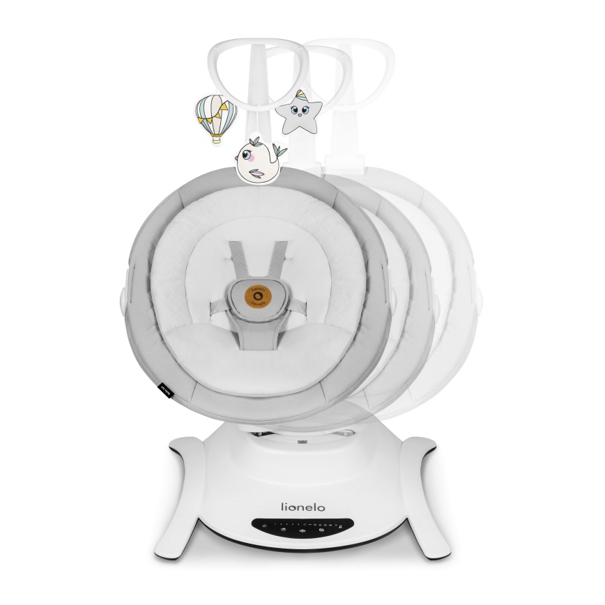 Lionelo - Dondolo per bambini BELLA con melodia, Grigio Cemento + telecomando