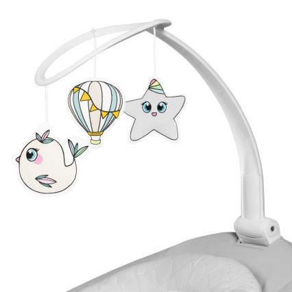 Lionelo - Dondolo per bambini BELLA con melodia, Grigio Cemento + telecomando