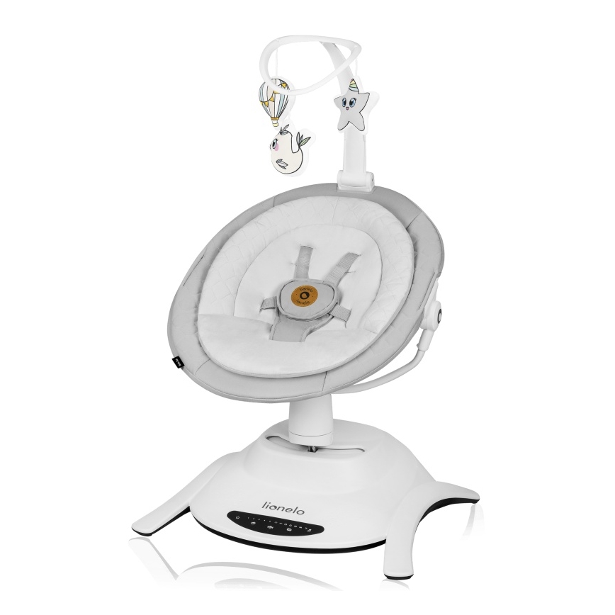 Lionelo - Dondolo per bambini con melodia 2 in 1 BELLA 4xAA Grigio Cemento + telecomando
