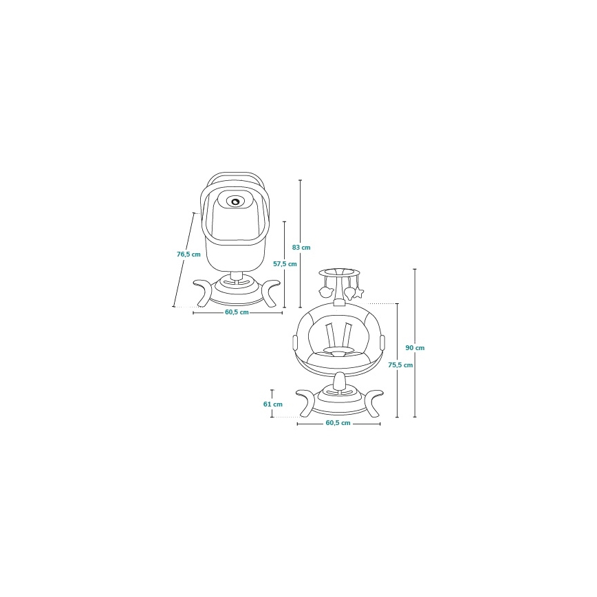 Lionelo - Dondolo per bambini con melodia 2 in 1 BELLA 4xAA Grigio Cemento + telecomando