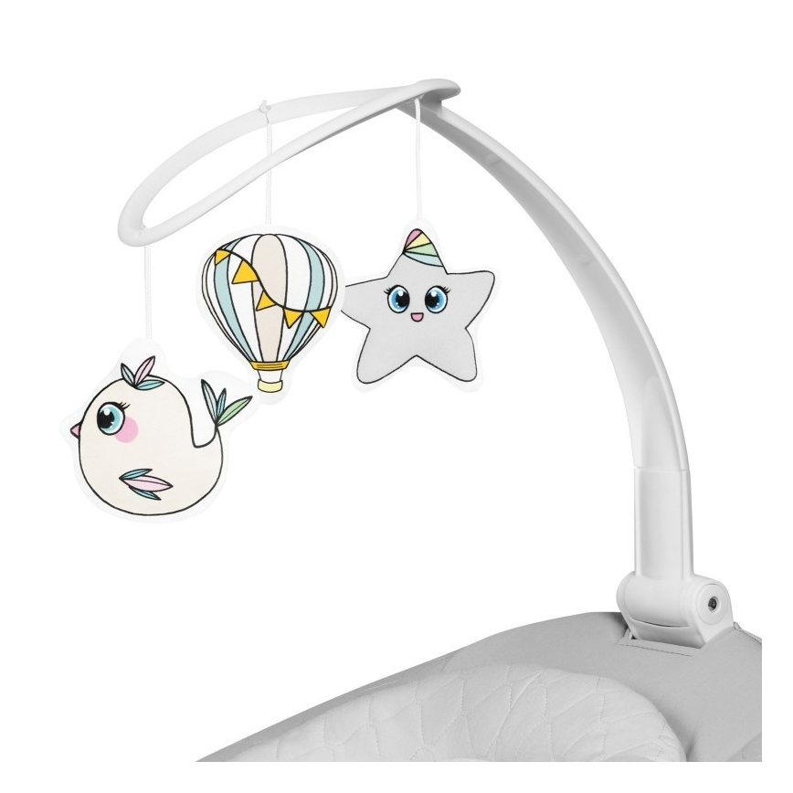 Lionelo - Dondolo per bambini con melodia BELLA Grey Concrete + telecomando