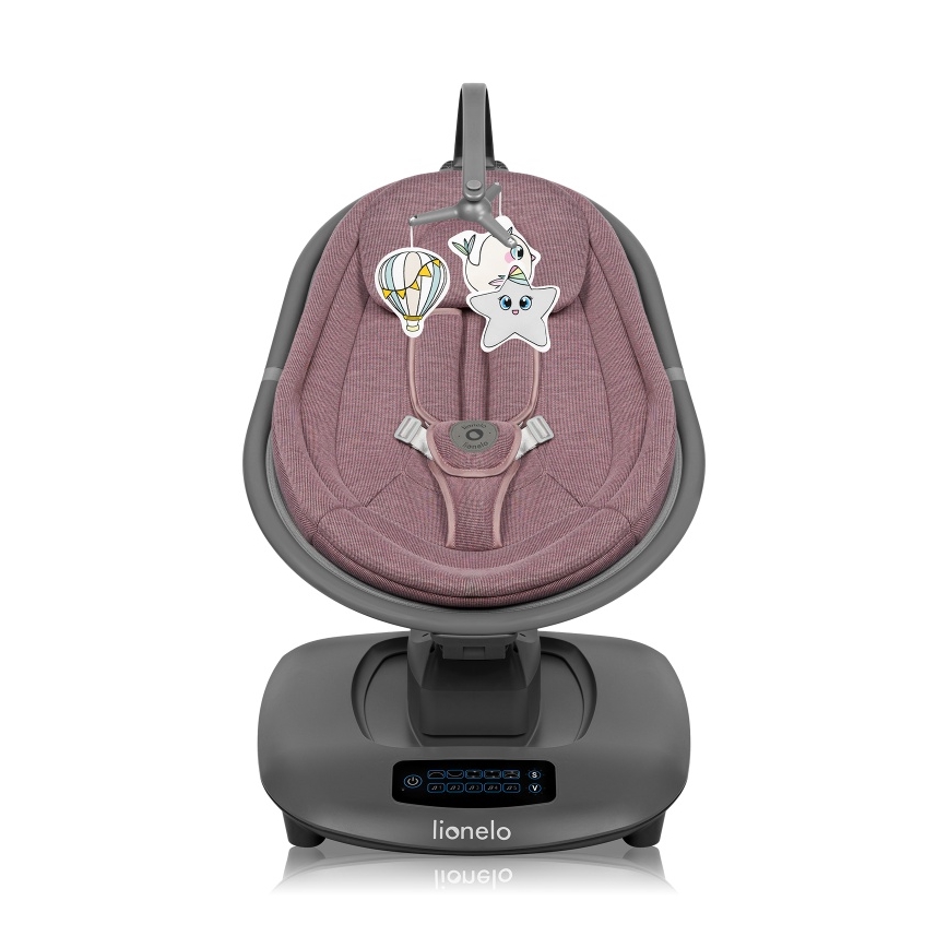 Lionelo - Dondolo per bambini con melodia BLOSSOM Pink Mauve + telecomando