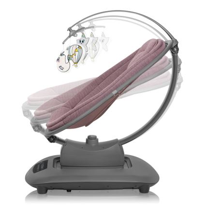 Lionelo - Dondolo per bambini con melodia BLOSSOM Pink Mauve + telecomando