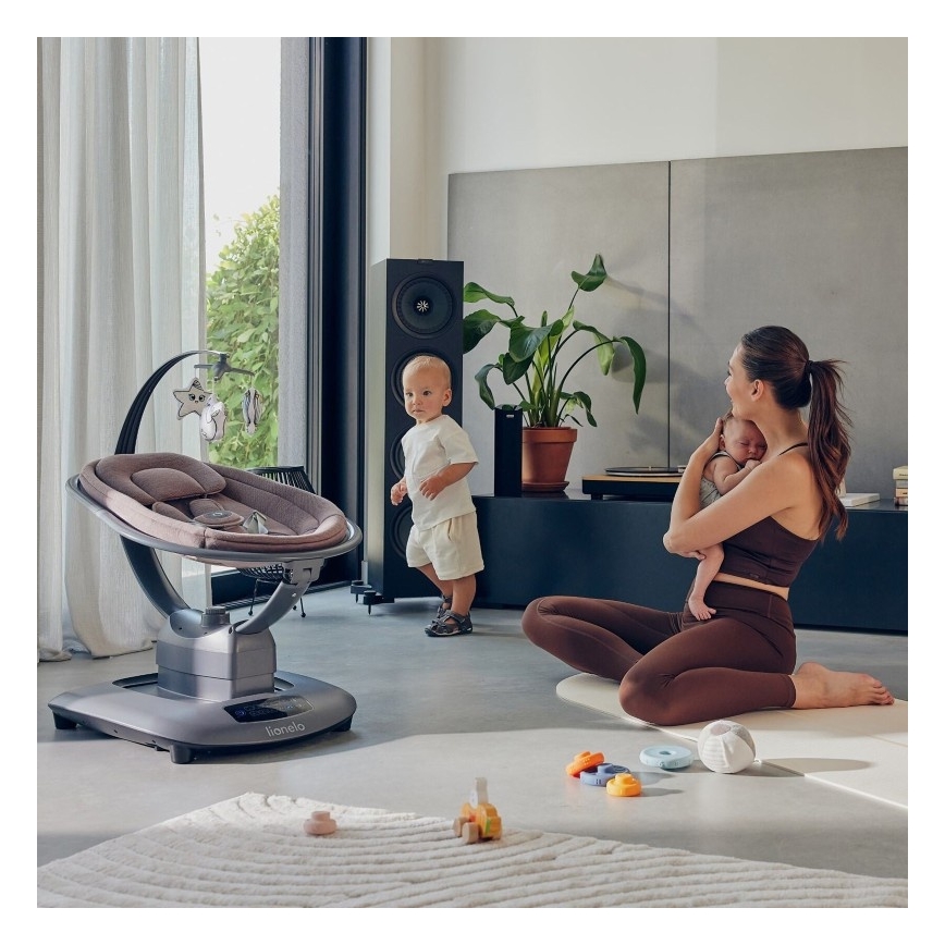 Lionelo - Dondolo per bambini con melodia BLOSSOM Rosa Malva + telecomando