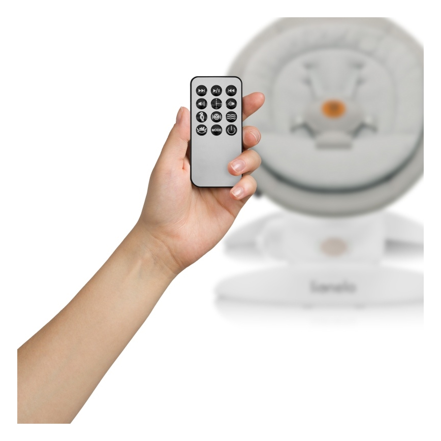 Lionelo - Dondolo per bambini con melodia MELL Beige Sand 4xAA + telecomando