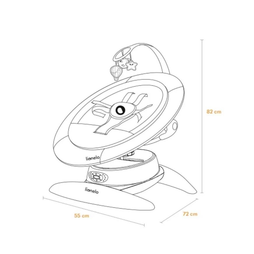 Lionelo - Dondolo per bambini con melodia MELL Beige Sand 4xAA + telecomando