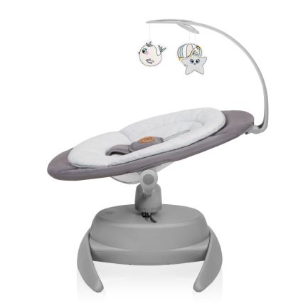 Lionelo - Dondolo per bambini con melodia MELL Grigio Pietra 4xAA + telecomando