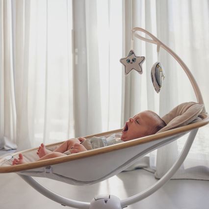 Lionelo - Dondolo per bambini con melodia OLIVIA Beige Natural con telecomando incluso