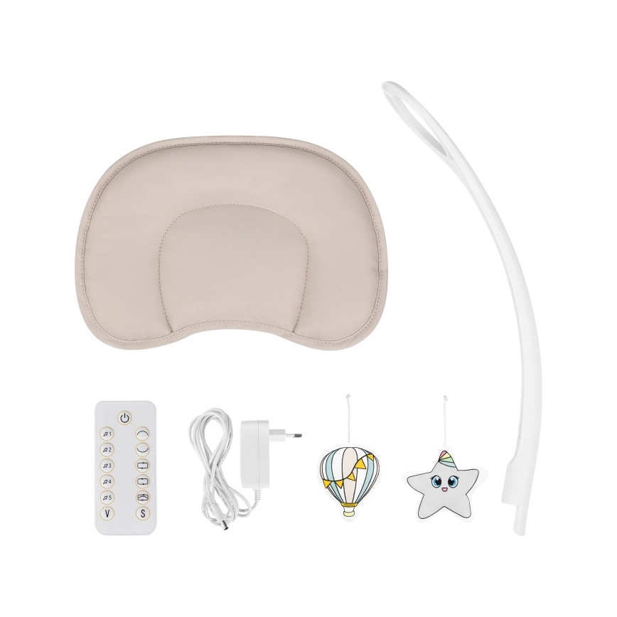 Lionelo - Dondolo per bambini con melodia OLIVIA Beige Natural con telecomando incluso