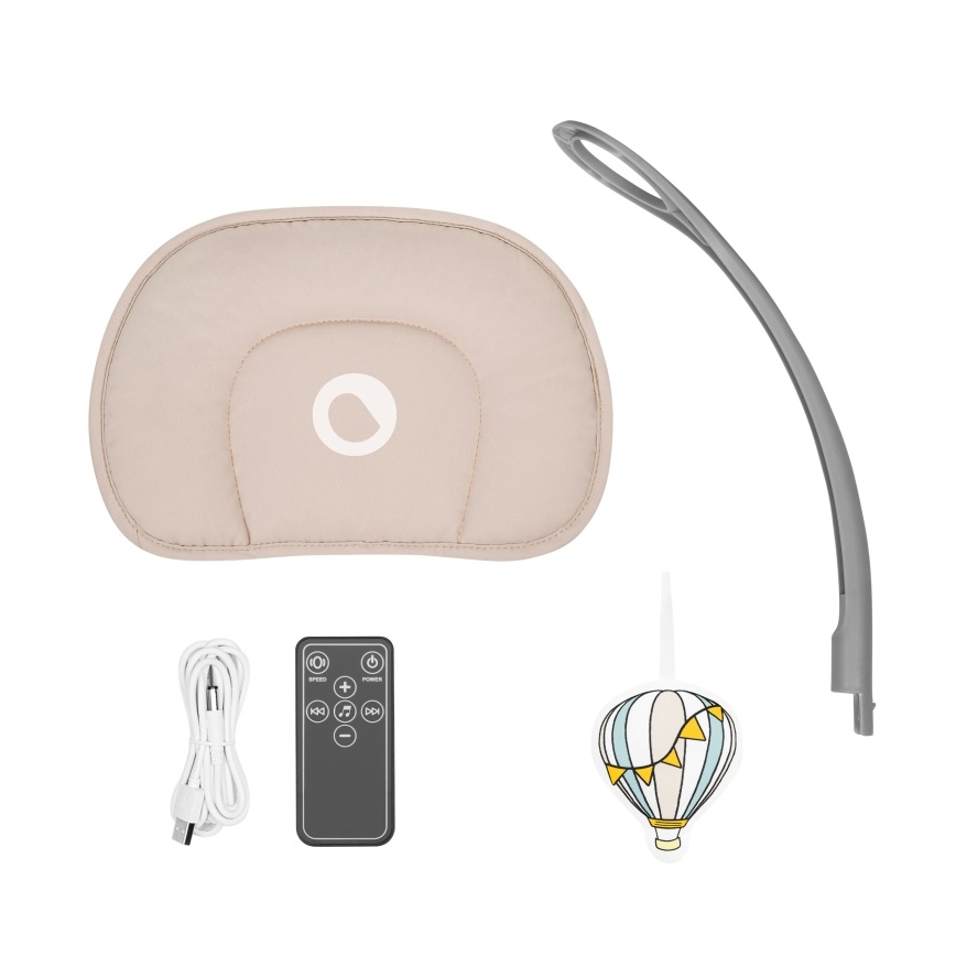 Lionelo - Dondolo per bambini con melodia RIO 4xC Beige Latte + telecomando