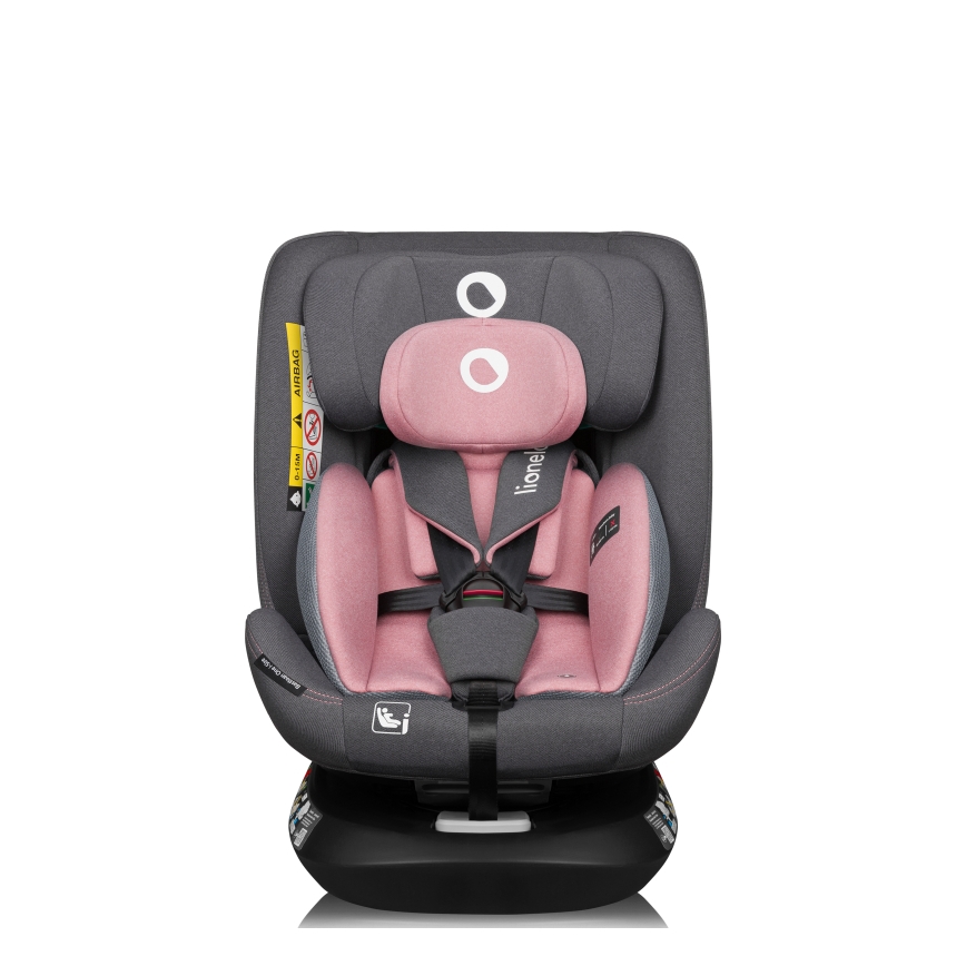 Lionelo - Drehbarer Kindersitz mit Basis BASTIAAN ONE i-Size 40-150 cm Pink Rose