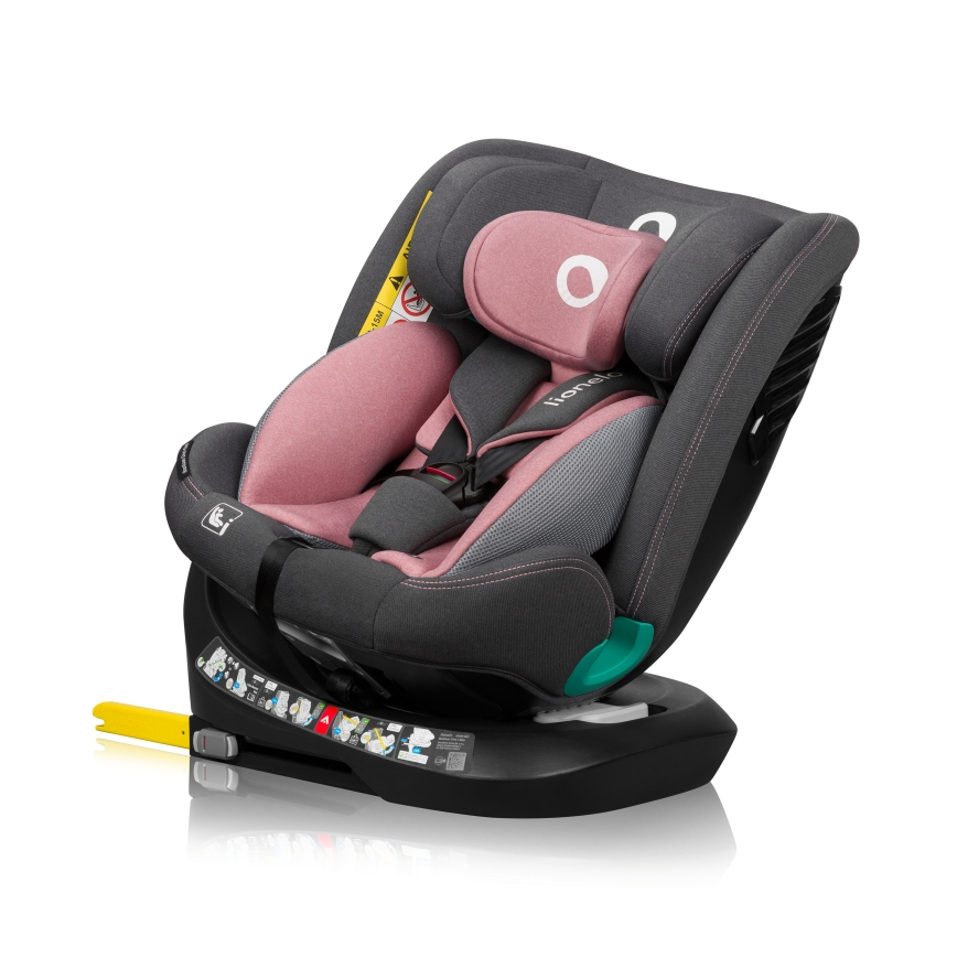 Lionelo - Drehbarer Kindersitz mit Basis BASTIAAN ONE i-Size 40-150 cm Pink Rose