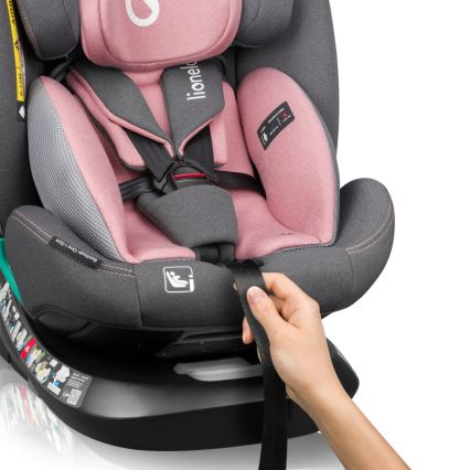 Lionelo - Drehbarer Kindersitz mit Basis BASTIAAN ONE i-Size 40-150 cm Pink Rose