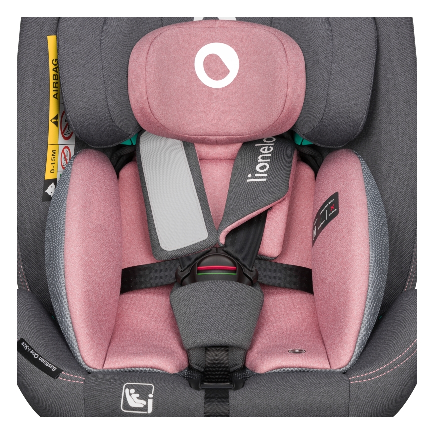 Lionelo - Drehbarer Kindersitz mit Basis BASTIAAN ONE i-Size 40-150 cm Pink Rose