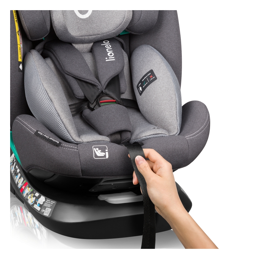 Lionelo - Drehbarer Autokindersitz mit Basis BASTIAAN ONE i-Size 40-150 cm Grey Stone