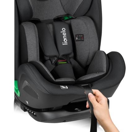 Lionelo - Drehbarer Kindersitz mit Basis HARPER i-Size 76-150 cm Schwarz/Carbon