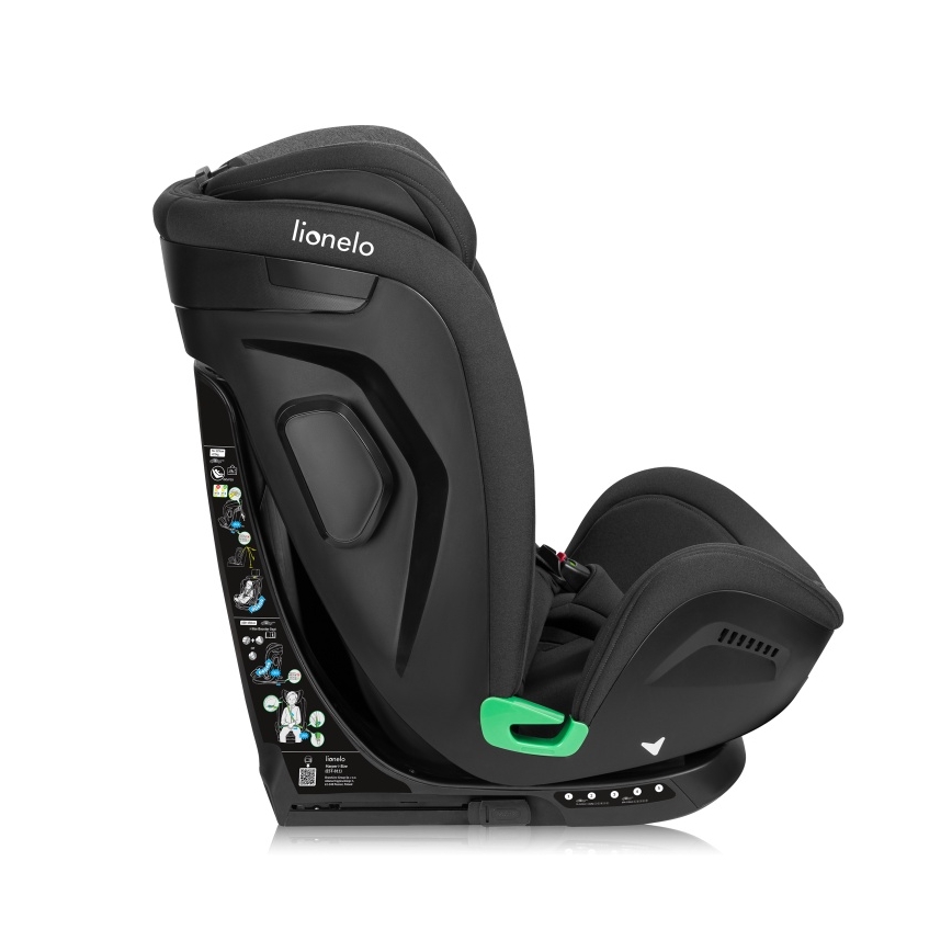 Lionelo - Drehbarer Kindersitz mit Basis HARPER i-Size 76-150 cm Schwarz/Carbon