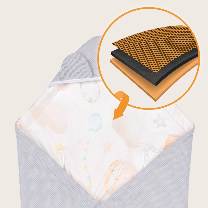 Lionelo - Einwickeltuch für Autositze TRAVEL SWADDLE 90x90 cm Grau Ballon