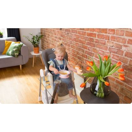 Lionelo - Esstischstuhl für Kinder LINN PLUS weiß/grau
