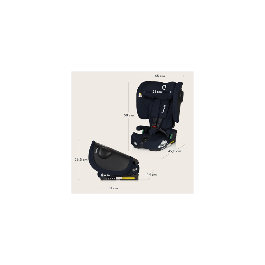 Lionelo - Faltbarer Kindersitz NELLY i-Size 76-150 cm Navyblau