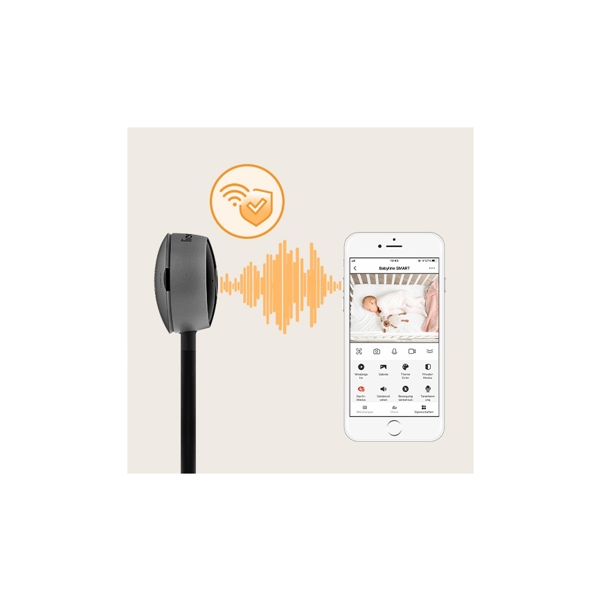 Lionelo - Intelligentes Babyphone BABYLINE SMART Wi‑Fi Schwarz