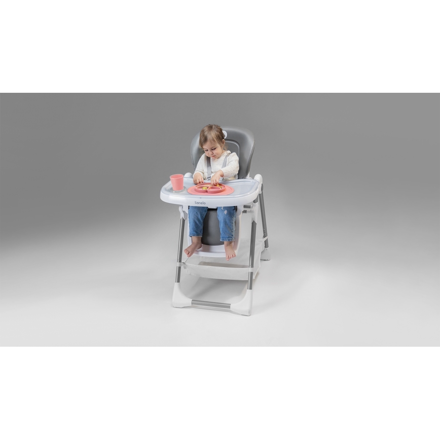 Lionelo - Kinder-Essstuhl LINN PLUS weiß/grau