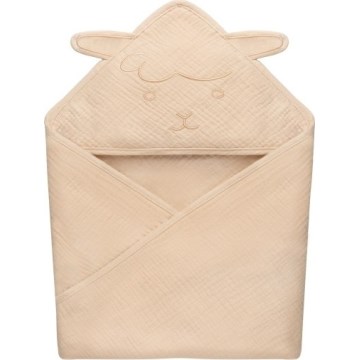 Lionelo - Kinder-Kapuzenbadetuch aus Musselin, Sandbeige