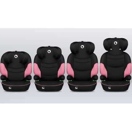 Lionelo - Kindersitz LARS i-Size für 100–150 cm, Schwarz/Rosa