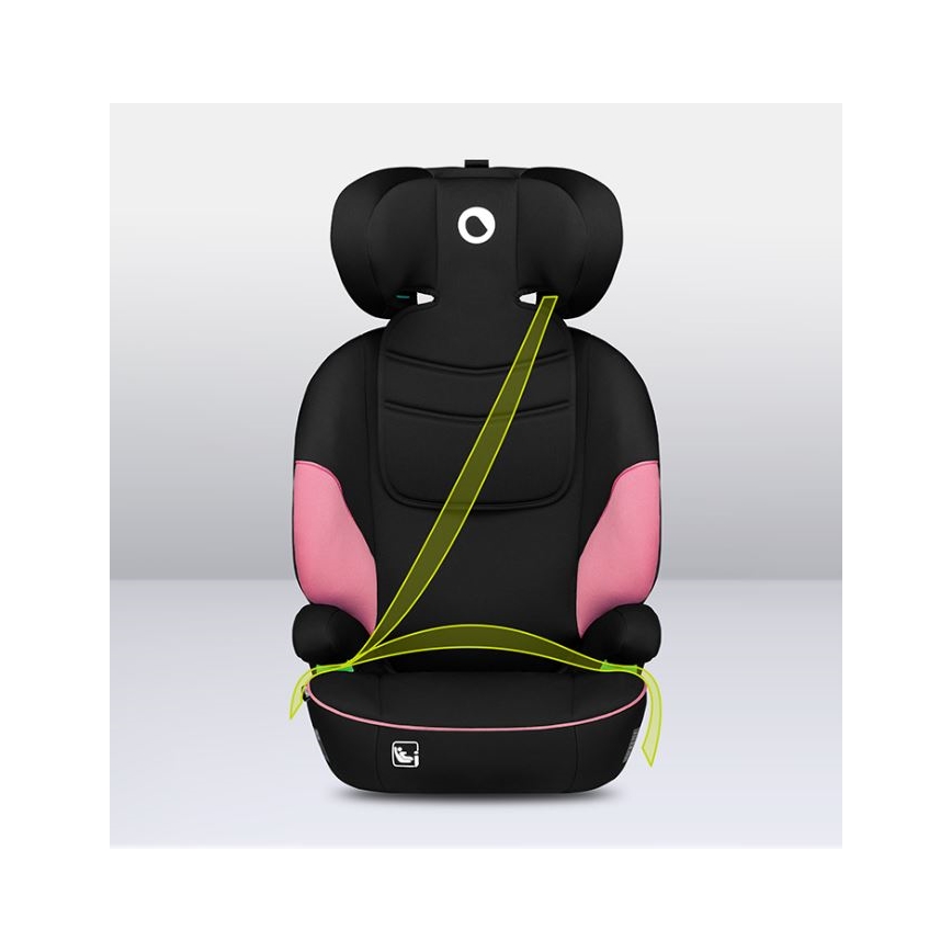 Lionelo - Kindersitz LARS i-Size für 100–150 cm, Schwarz/Rosa