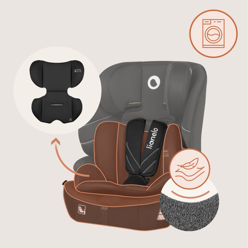 Lionelo - Kindersitz LEVI FIX i-Size 76-150 cm Schwarz Carbon