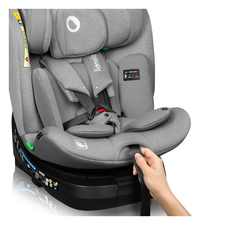 Lionelo - Kindersitz mit drehbarer Basis BRAVE i-Size 40-150 cm Grey Stone