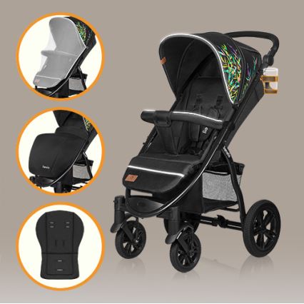 Lionelo - Kinderwagen ANNET TOUR schwarz/grün