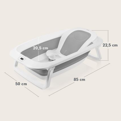 Lionelo - Klappbare Baby-Badewanne mit Thermometer BABY BUBBLE 2x LR44 Taubengrau
