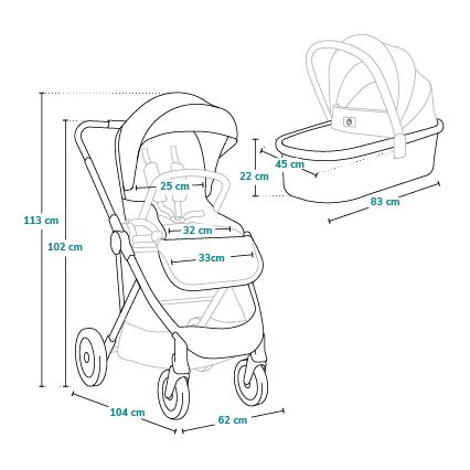 Lionelo - Kombi-Kinderwagen 2-in-1 AMBER Black Silver